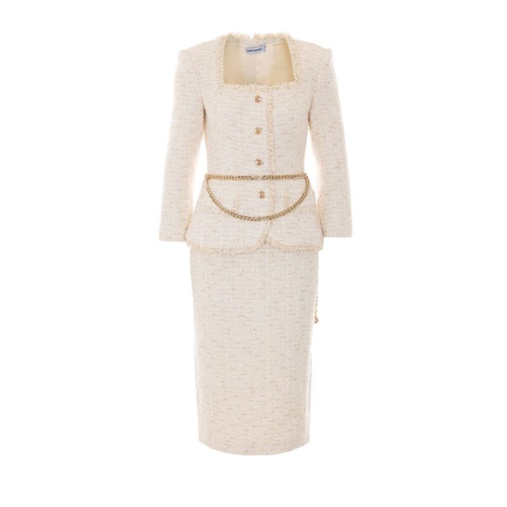 Self Portrait Women Boucle' Tailored Chain Midi Dress